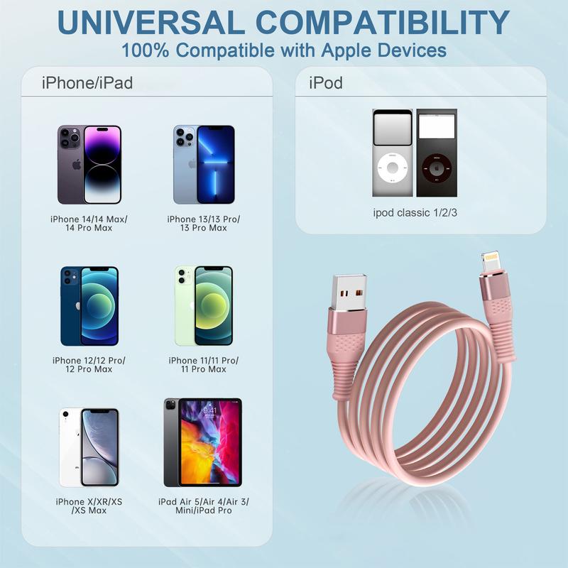 10FT Charging Cable For iPhone USB-A TO Lightning Charging Cable  Compatible with iPhone 14 13 12ProMax 12Mini 11 Pro XS Max  XR X 8 7 6Plus Phones